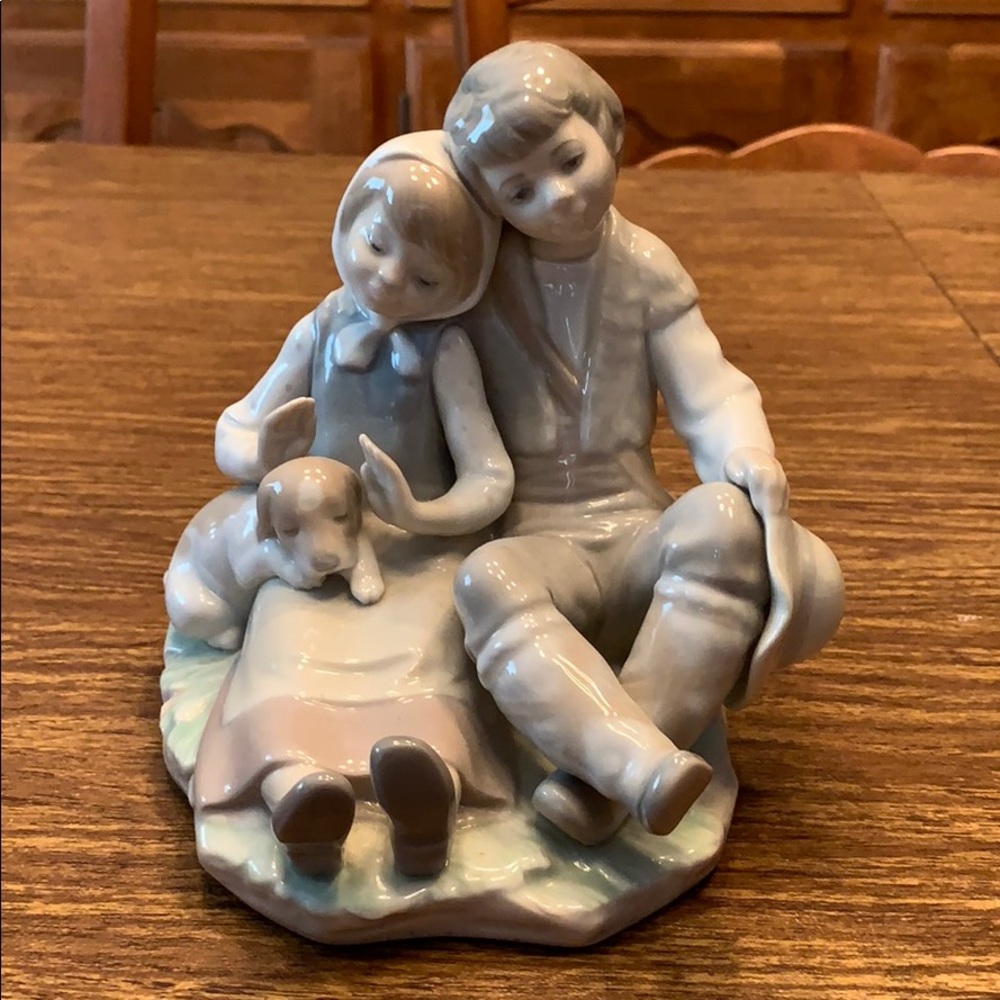 Lladro Retired Boy Girl Dog